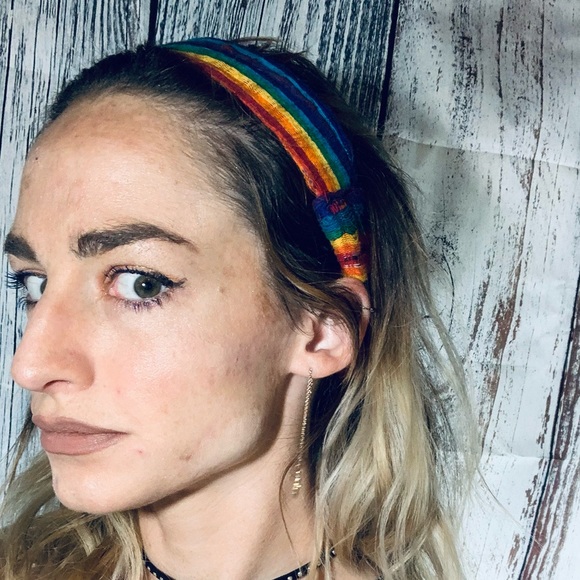 ✖️Rainbow Hippie Fabric Batik Style Headband - Picture 3 of 7